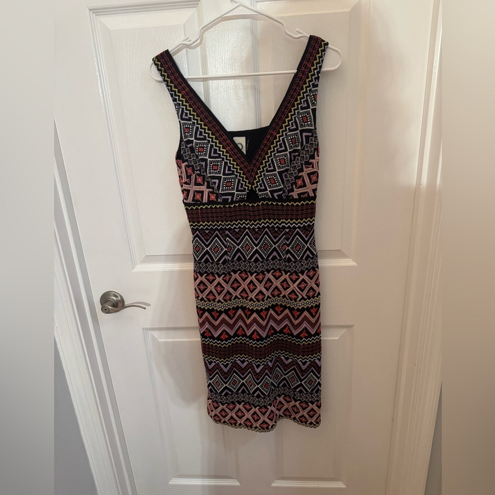 Akemi + Kin Anthropologie Black Embroidered mini dress, boho,